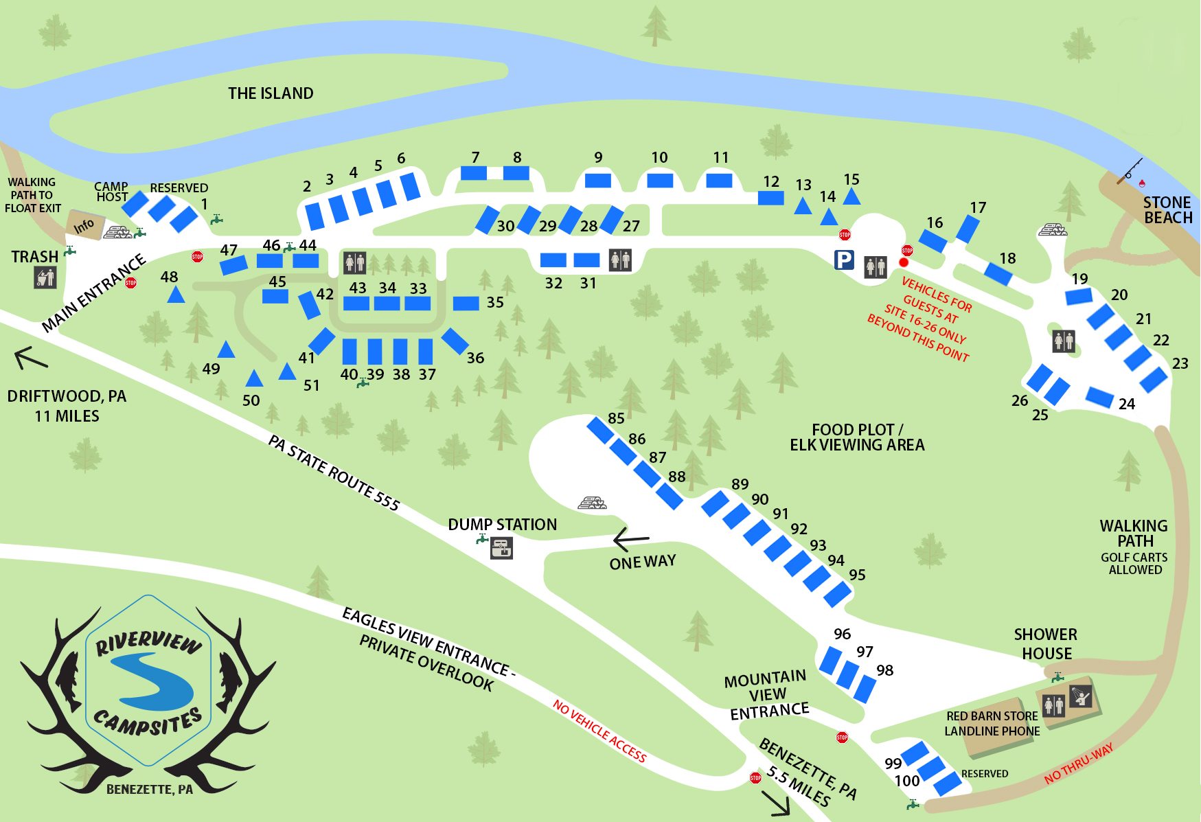 Riverview Campsites Map